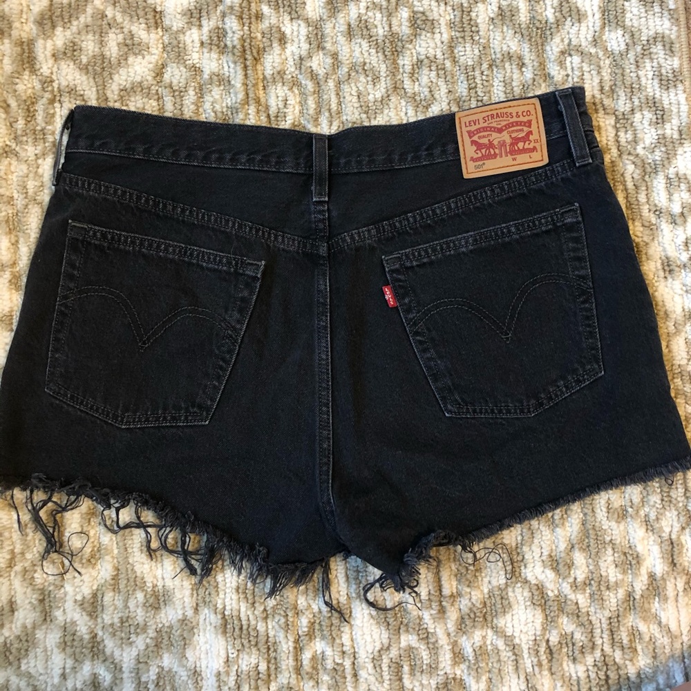 501 Levi Denim Black Shorts. Waist 32
